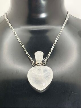 🤍 Clear Quartz Heart Perfume Bottle Necklace | Essential Oil Diffuser Pendant 🤍